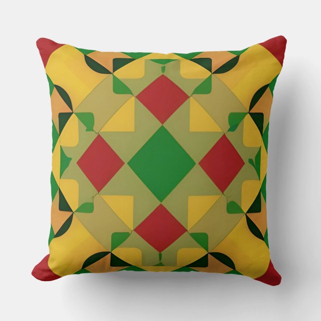 Colourful Geometric Pattern with Abstract Shapes Cushion (Front)