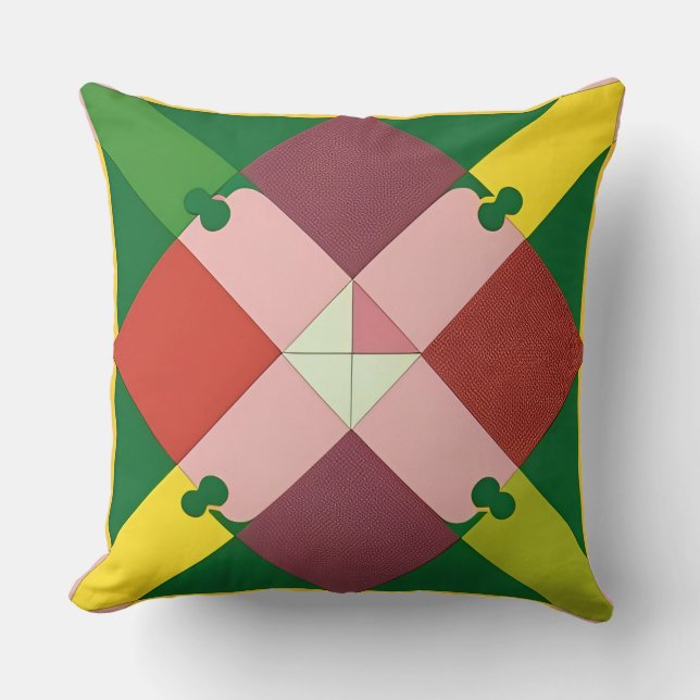 Colourful Geometric Pattern with Abstract Shapes Cushion (Front)
