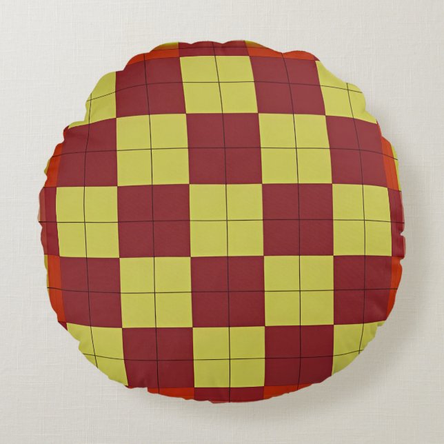 Colourful Geometric Pattern with Abstract Shapes Round Cushion (Front)