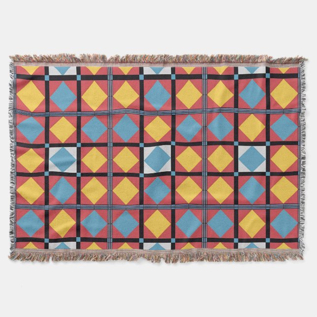 Colourful Geometric Pattern with Abstract Shapes Throw Blanket (Front)