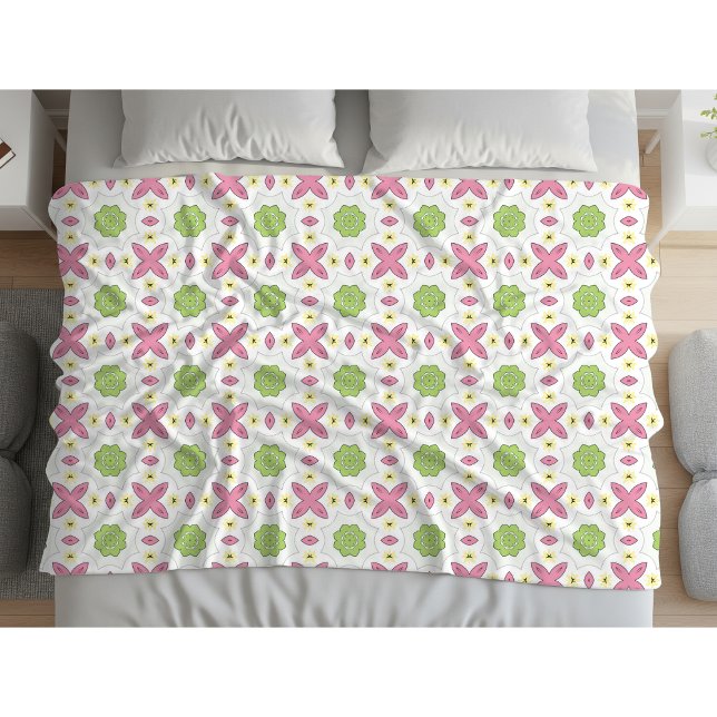 Colourful geometric pattern with green hexagon  fleece blanket (Creator Uploaded)