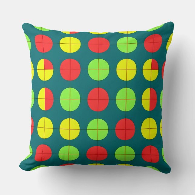 Colourful Geometric Pattern With Green, Red Cushion (Front)