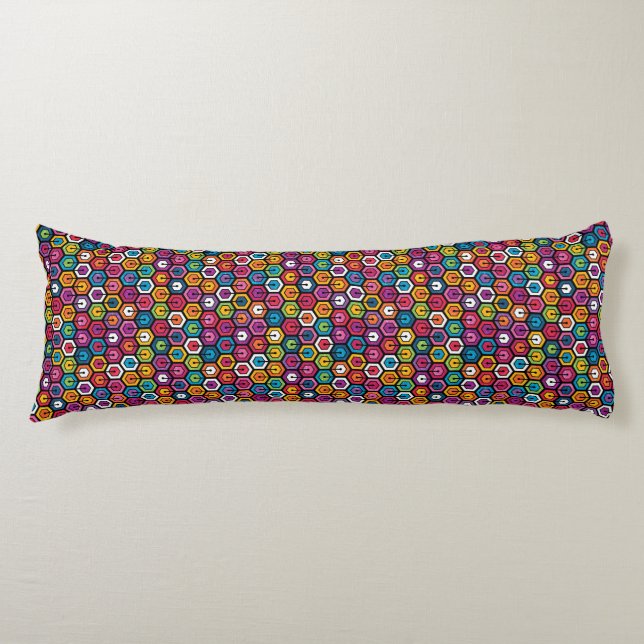Colourful geometric pattern with hexagons body cushion (Front)