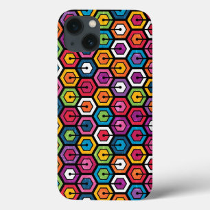 Colourful geometric pattern with hexagons iPhone 13 case