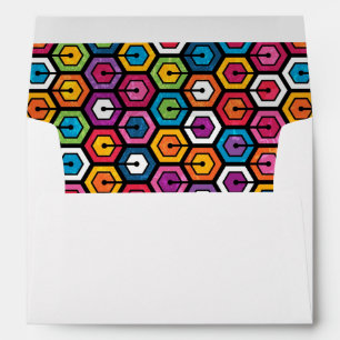 Colourful geometric pattern with hexagons envelope