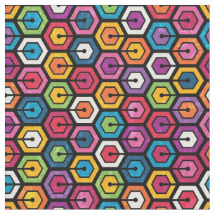 Colourful geometric pattern with hexagons fabric