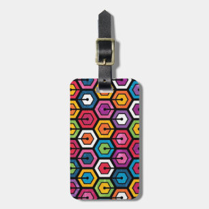 Colourful geometric pattern with hexagons luggage tag
