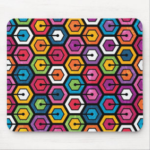 Colourful geometric pattern with hexagons mouse pad