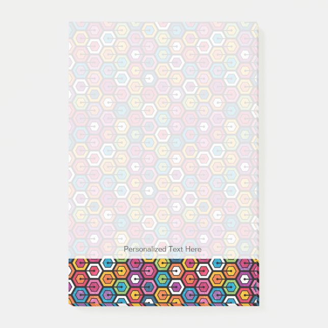 Colourful geometric pattern with hexagons post-it notes (Front)