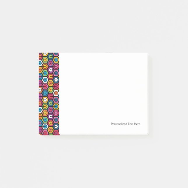 Colourful geometric pattern with hexagons post-it notes (Front)