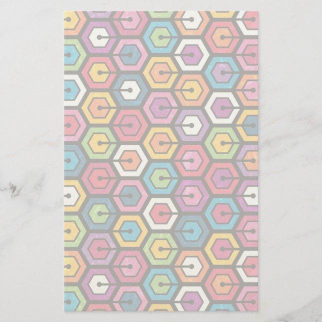 Colourful geometric pattern with hexagons stationery (Front)