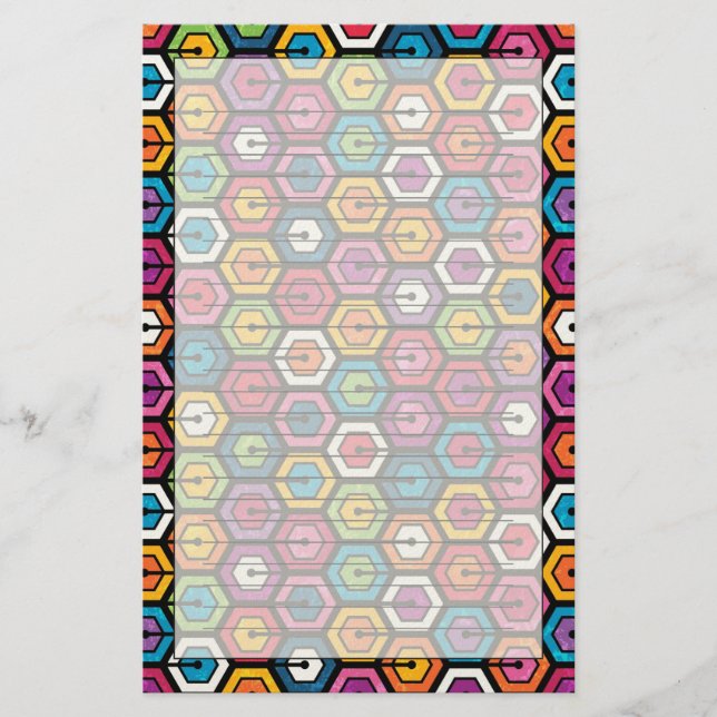 Colourful geometric pattern with hexagons stationery (Front)