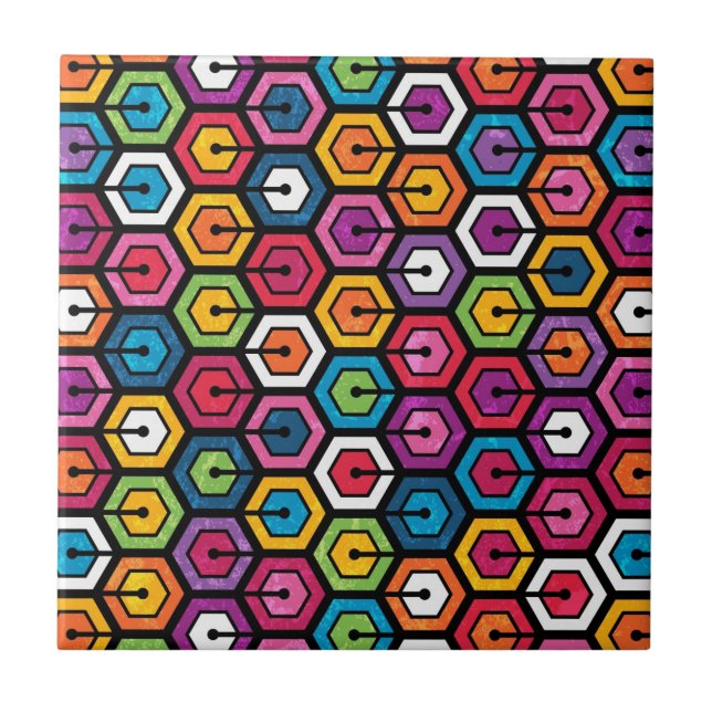 Colourful geometric pattern with hexagons tile (Front)