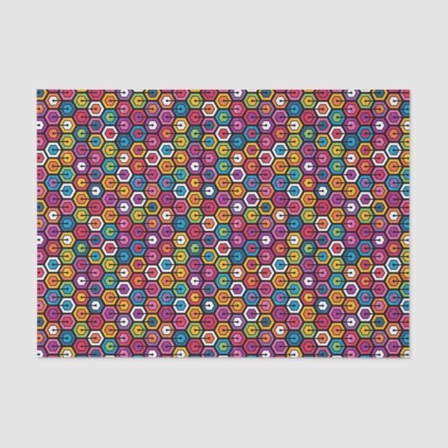 Colourful geometric pattern with hexagons tissue paper (Front)