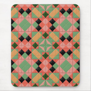 Colourful Geometric Pattern With Symmetrical Squar Mouse Pad