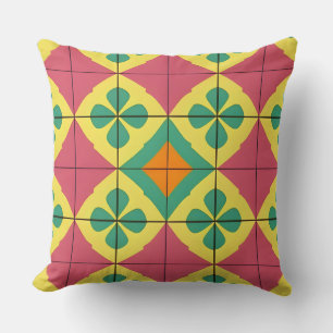 Colourful Geometric Pattern with Symmetrical Tile Cushion