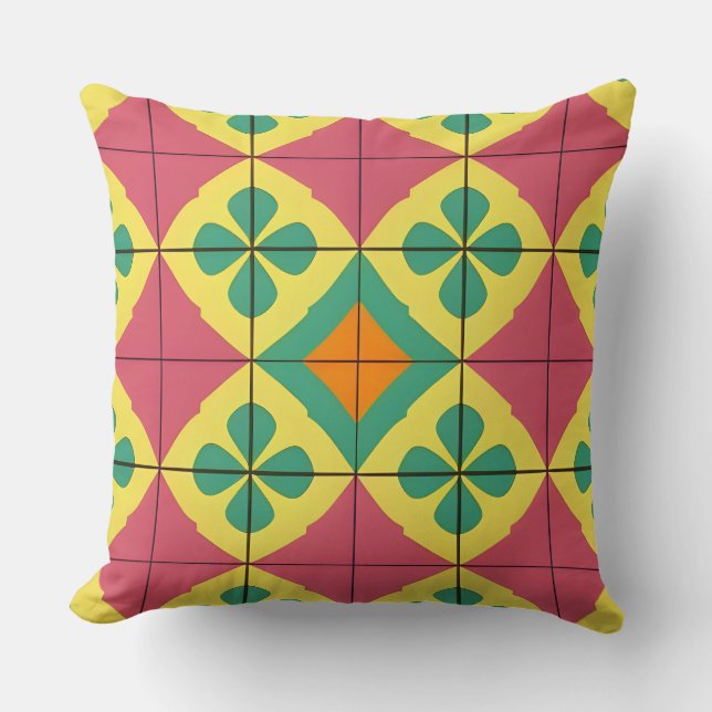 Colourful Geometric Pattern with Symmetrical Tile Cushion (Front)
