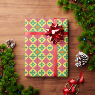 Colourful Geometric Pattern with Symmetrical Tile Wrapping Paper