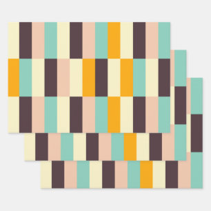 Colourful geometric pattern with vertical stripes wrapping paper sheet