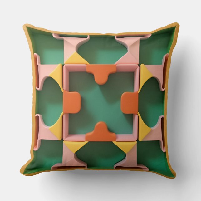 Colourful Geometric Pattern With Vibrant Shapes Cushion (Front)