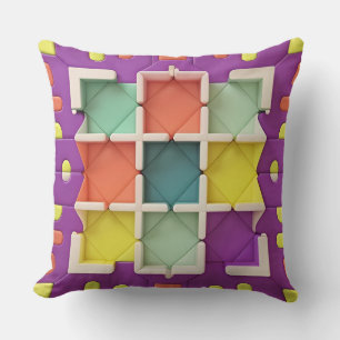 Colourful Geometric Pattern With Vibrant Shapes Cushion