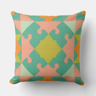 Colourful Geometric Pattern With Vibrant Shapes Cushion
