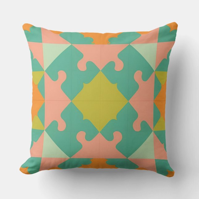 Colourful Geometric Pattern With Vibrant Shapes Cushion (Front)