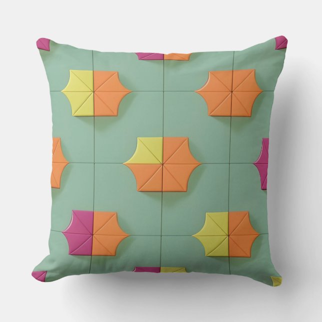 Colourful Geometric Pattern With Vibrant Shapes Cushion (Front)
