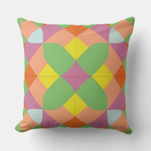 Colourful Geometric Pattern With Vibrant Shapes Cushion