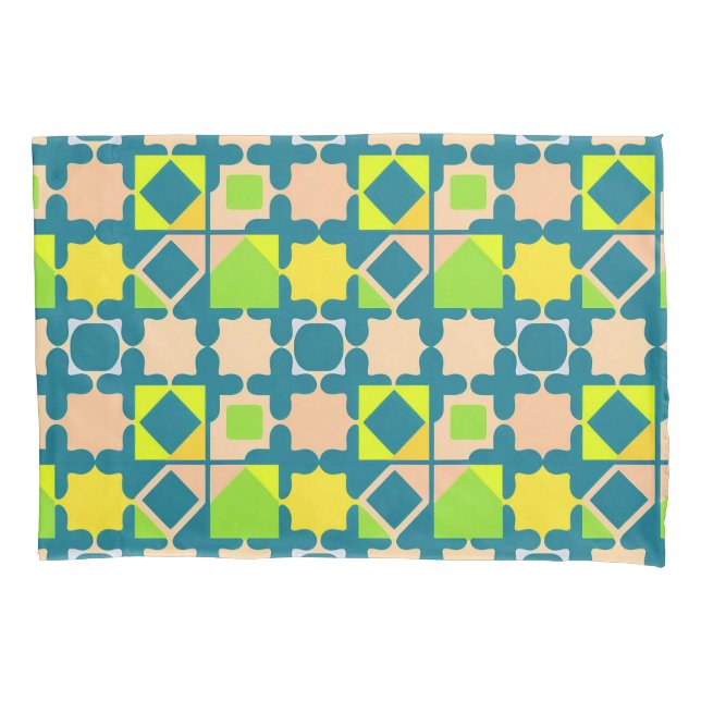 Colourful Geometric Pattern With Vibrant Shapes Pillowcase (Front)