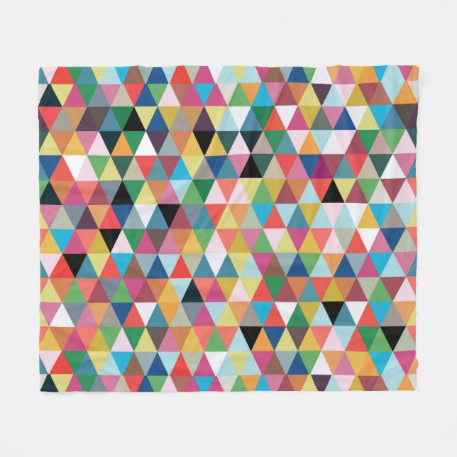 Colourful Geometric Patterned Fleece Blanket (Front (Horizontal))
