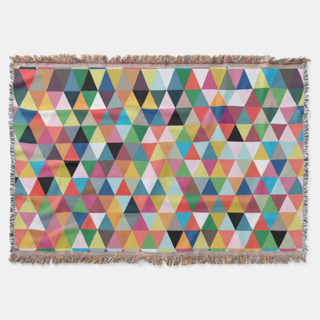 Colourful Geometric Patterned Throw Blanket (Front)