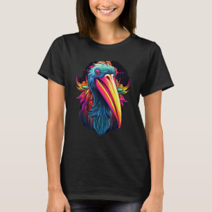 Colourful Geometric Pelican Bird  Pop Animal T-Shirt