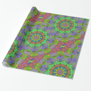 Colourful Geometric Pink Purple Green Christmas Wrapping Paper