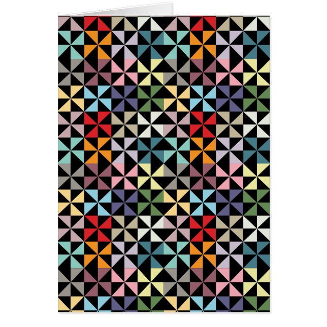 Colourful Geometric Pinwheel Black (Front)
