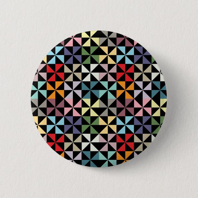 Colourful Geometric Pinwheel Black 6 Cm Round Badge (Front)