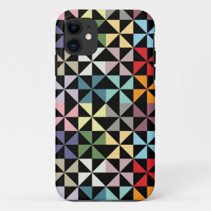 Colourful Geometric Pinwheel Black iPhone 11 Case