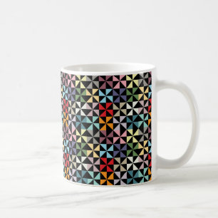 Colourful Geometric Pinwheel Black Coffee Mug
