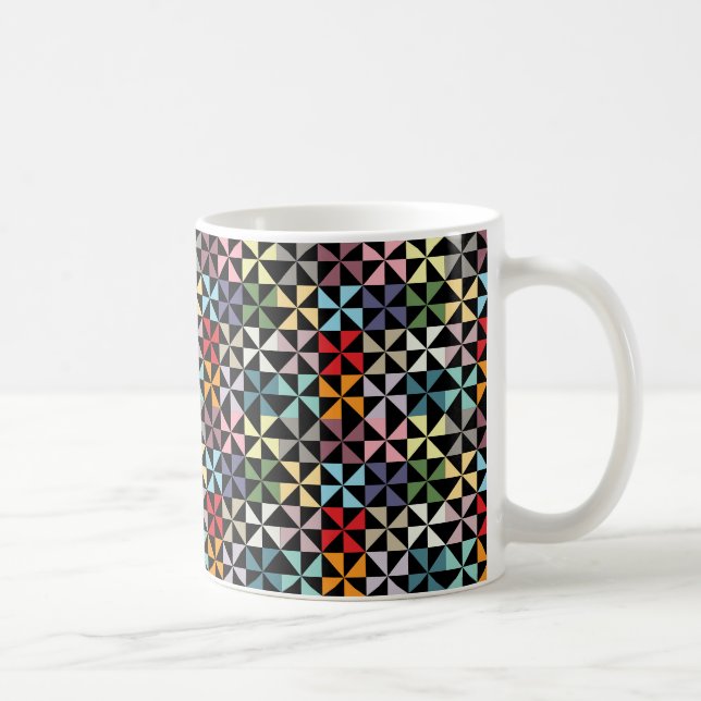 Colourful Geometric Pinwheel Black Coffee Mug (Right)