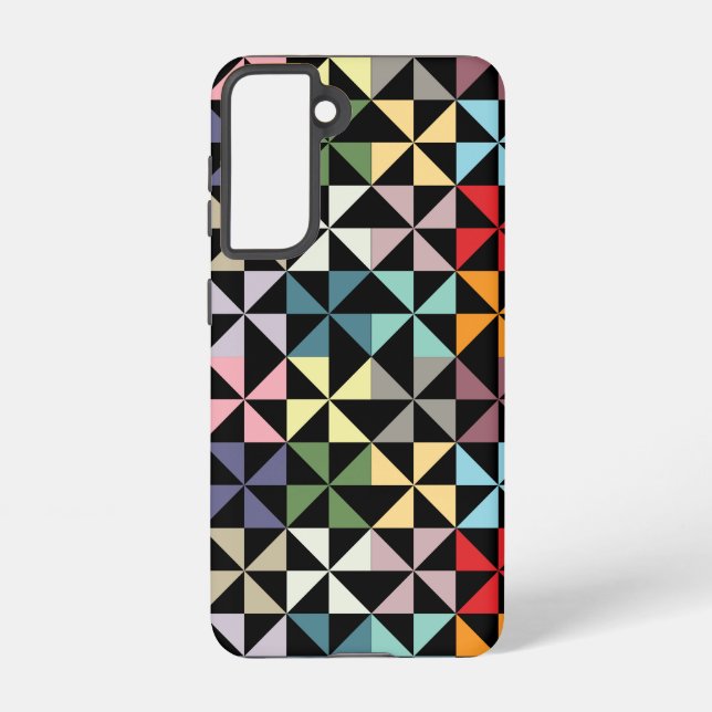 Colourful Geometric Pinwheel Black Samsung Galaxy S21 Case (Back)