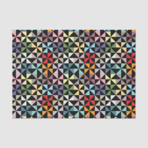 Colourful Geometric Pinwheel Black Tissue Paper