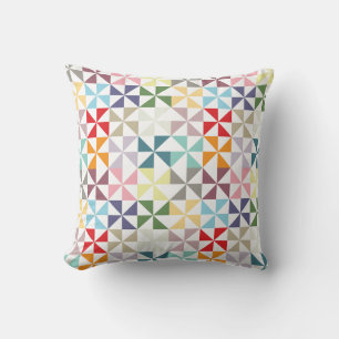 Colourful Geometric Pinwheel Cushion
