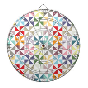 Colourful Geometric Pinwheel Dartboard