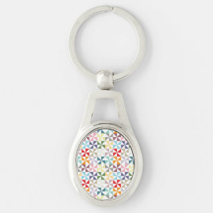 Colourful Geometric Pinwheel Key Ring