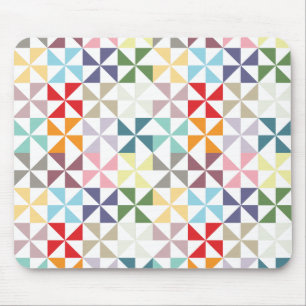 Colourful Geometric Pinwheel Mouse Pad