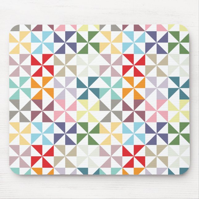 Colourful Geometric Pinwheel Mouse Pad (Front)