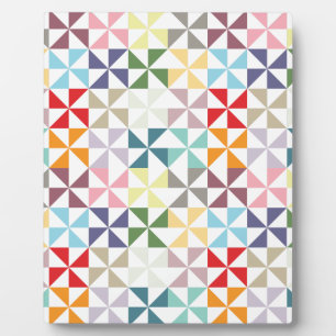 Colourful Geometric Pinwheel Plaque