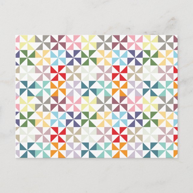Colourful Geometric Pinwheel Postcard (Front)