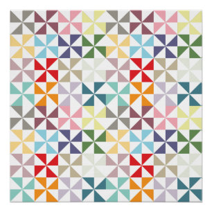Colourful Geometric Pinwheel Poster