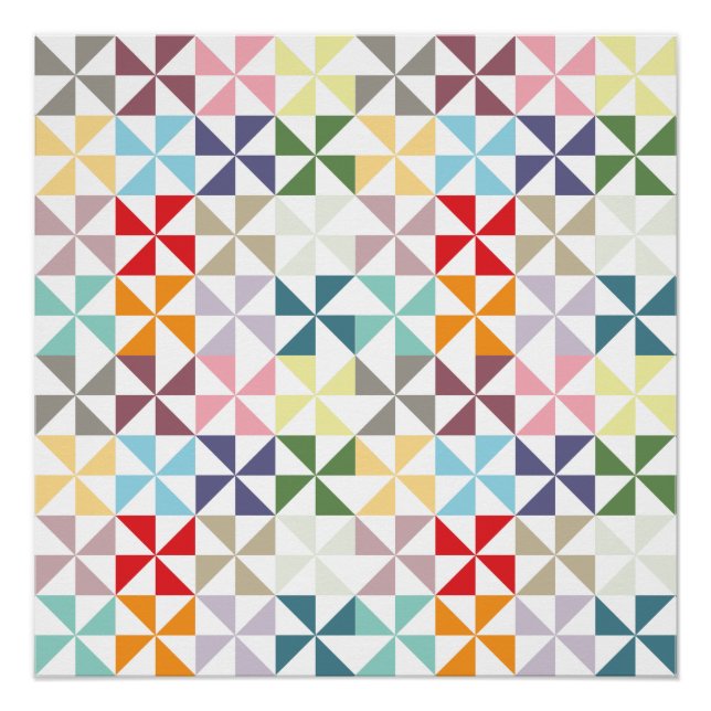 Colourful Geometric Pinwheel Poster (Front)